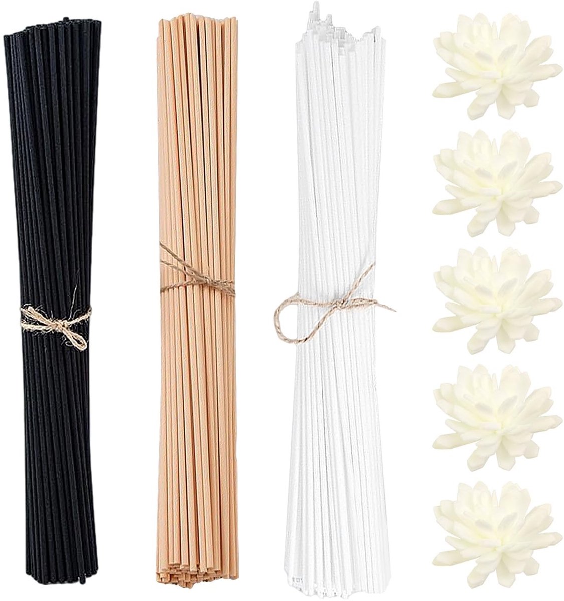 Dailygoods- Geurstokjes 150 Stuks - Aromatherapie-Sticks - Natuurlijke Geurstokjes - Diffusersticks - Aromatherapie-Bloemen - 3 Kleurvarianten - Aromatherapiesticks
