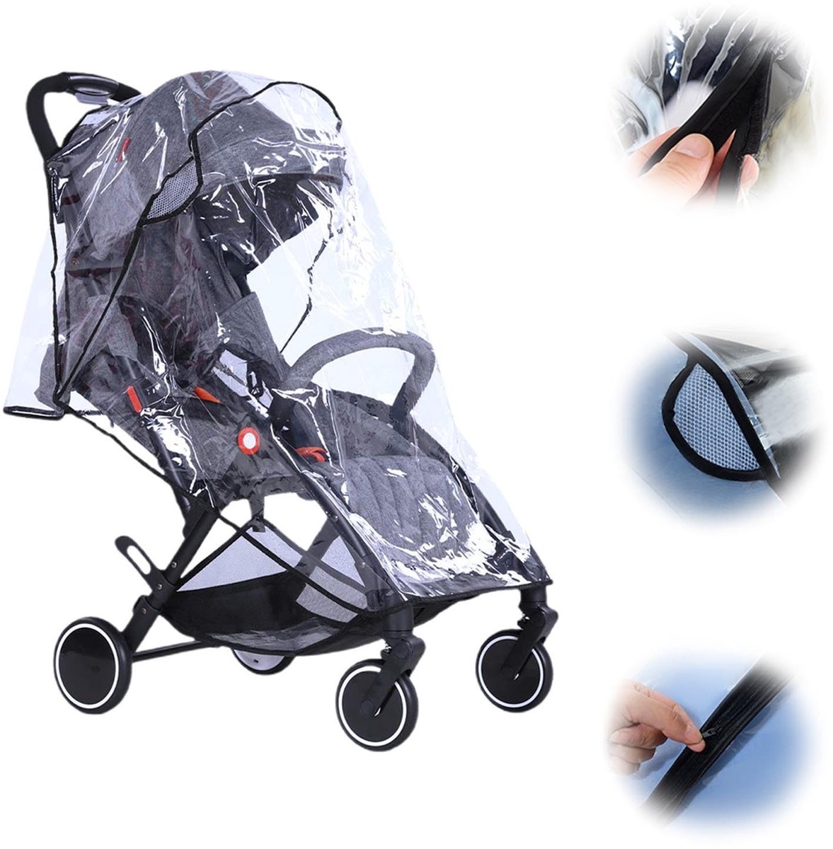 Dailygoods- Regenhoes Universeel - Regenbescherming Kinderwagen - Waterdichte Bescherming - Antislip - Lichtgewicht - EVA-Materiaal - Kinderwagenhoes