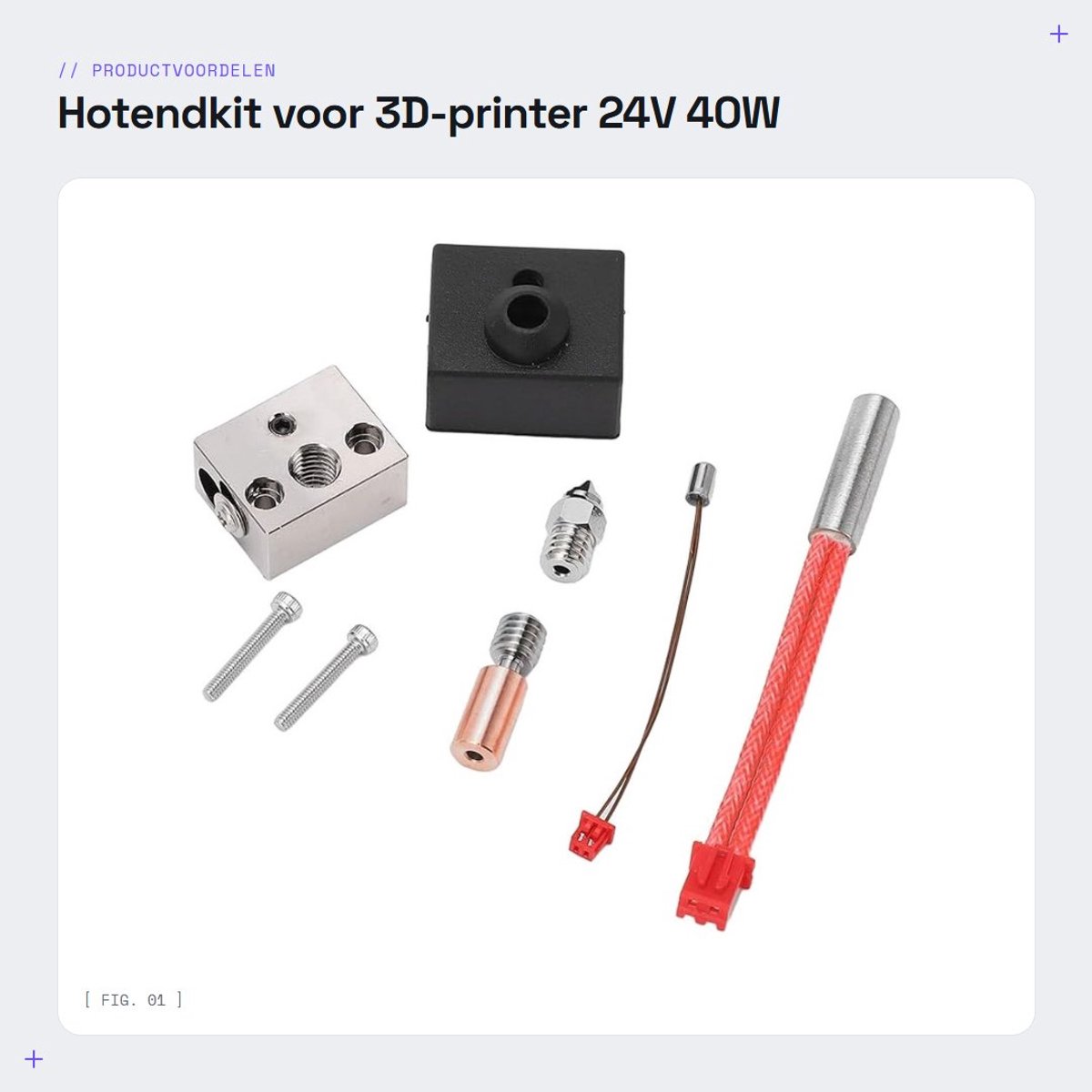Dailygoods- Hotendkit 24V 40W - Verwarmingsblokset - Extruder - Sproeiers - Geschikt voor CR 10 Smart Pro - Hoge temperatuur tot 300 ℃