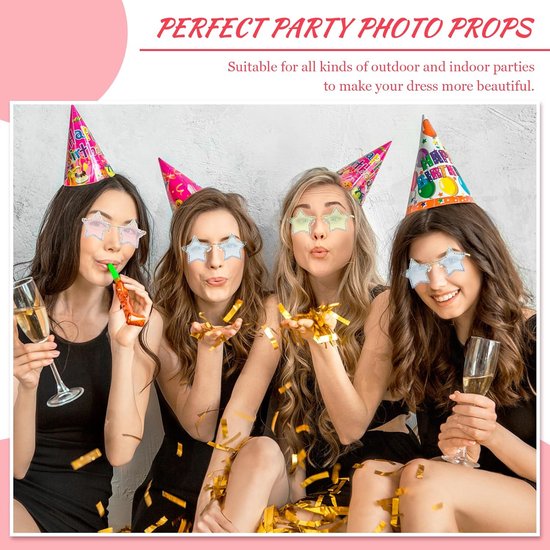 Strass Zonnebril, Randloos Stervormig, Funky Bling Diamant Stijl, Mode Zomer Strand Feest Festival voor Vrouwen Mannen Tieners — afbeelding 3