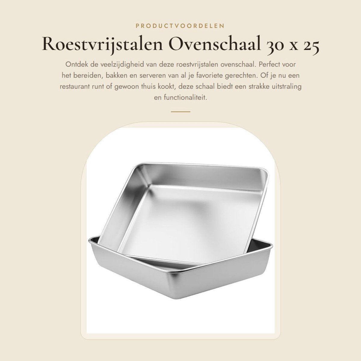 Dailygoods- Ovenschaal Rechthoekig 2 Stuks - Roestvrij Staal - Bakplaat - Diep - 30 x 25 x 5,5 cm - Minimalistisch Design