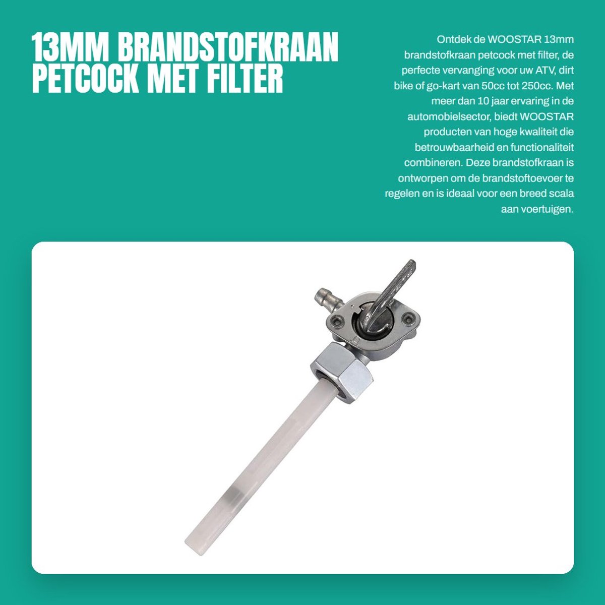 Dailygoods- Brandstofkraan 13mm met Filter - Vervangingskraan voor 50cc/70cc/90cc/110cc/125cc/150cc/200cc/250cc ATV - Schakelaarkraan - Brandstofklep - Hoogwaardige kwaliteit