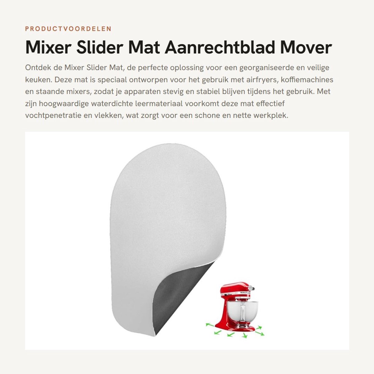 Dailygoods- Mixer Pad Waterdicht - Antislip - Hittebestendig - Voor Airfryers/Koffiemachines/Mixers - Bescherming tegen Vloeistoffen - Keukenmat