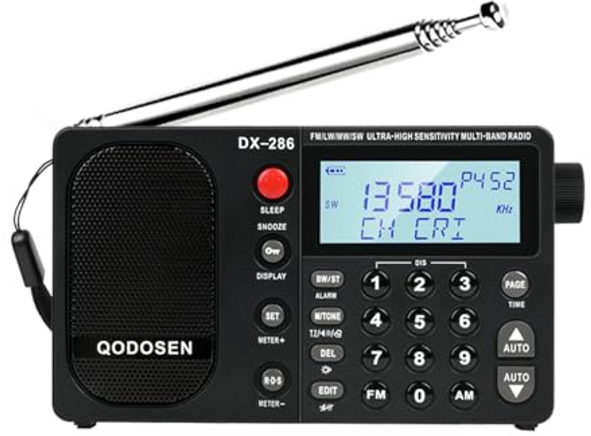 Draagbare Radio - Kortegolfradio AM FM - Luister Entertainment - Ultra Hoge Gevoeligheid - 132 cm Breed - Zwart