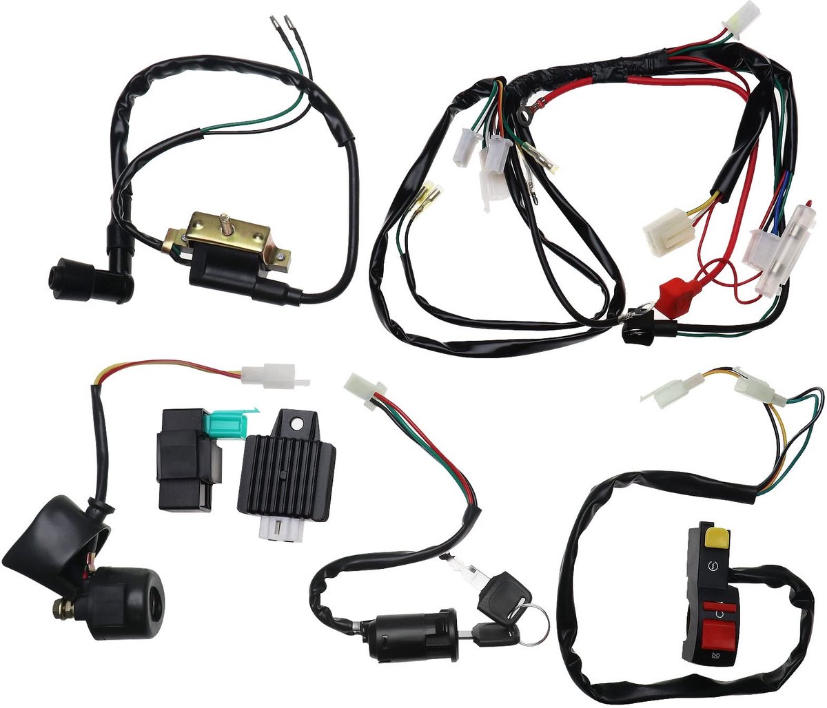 Dailygoods- Bedrading Harnas Geschikt voor 50cc/70cc/90cc/110cc/125cc - Quad Bedrading Harnas - Gelijkrichter - Ontstekingsspoel - CDI-eenheid - Professionele installatie aanbevolen - Wiring Harness