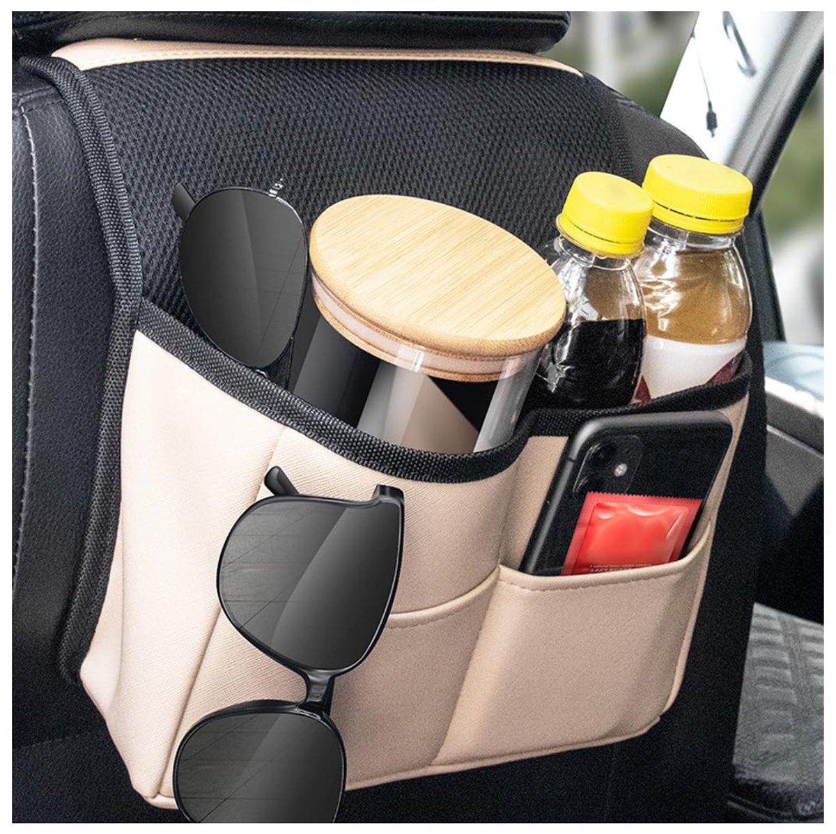 Dailygoods- Opbergtas Hoogwaardig Kunstleer - Auto Organizer - Multi-pocket - Achterbank Hoofdsteun - Waterdicht - Duurzaam en Sterk Belastbaar