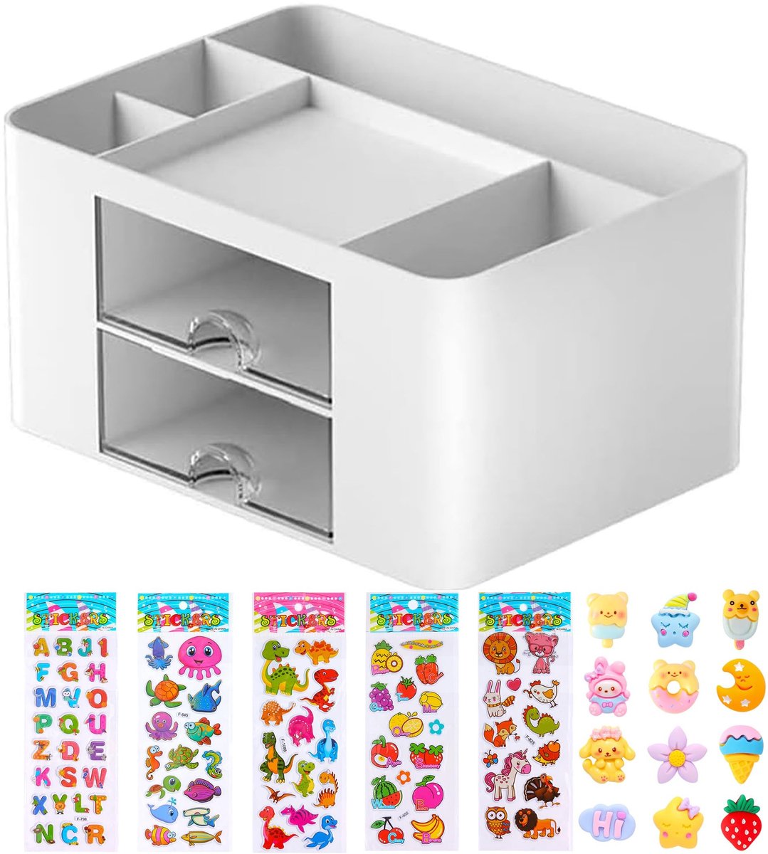 Dailygoods- Bureau-organizer multifunctioneel - Bureau-accessoires - Pennenhouder - Tafelorganizer - 5 vakken - Hoogwaardige kunststof - Afmetingen 19,5 x 14 x 10 cm