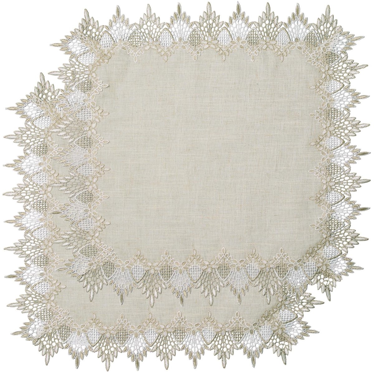 Dailygoods- Tafelkleed 2 stuks - 60 x 60 cm - Kanten Rand - Linnen - Decoratie - Geschikt voor Eetkamer/Keuken - Tafelmat