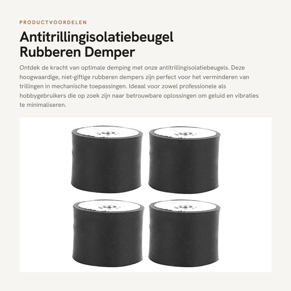 Dailygoods- Antitrillingisolatiebeugel - 4 Stuks - Rubberen Demper - Cilindrische Isolator - M10 - Hoge Kwaliteit