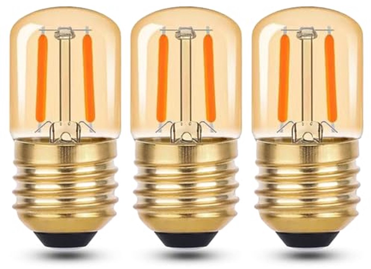 Mini LED Lamp - Decoratieve Gloeilamp - Sfeerverlichting Creëren - Vintage Amber Glas - 3 stuks - Warm Wit