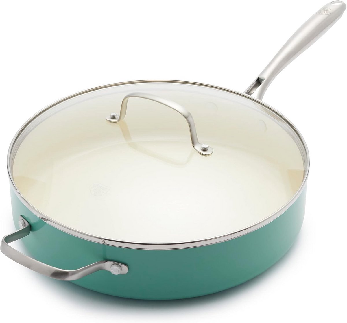 Koekenpan Keramisch Koekenpan Sauté Gezond Koken PFAS-vrij 30 cm Turquoise