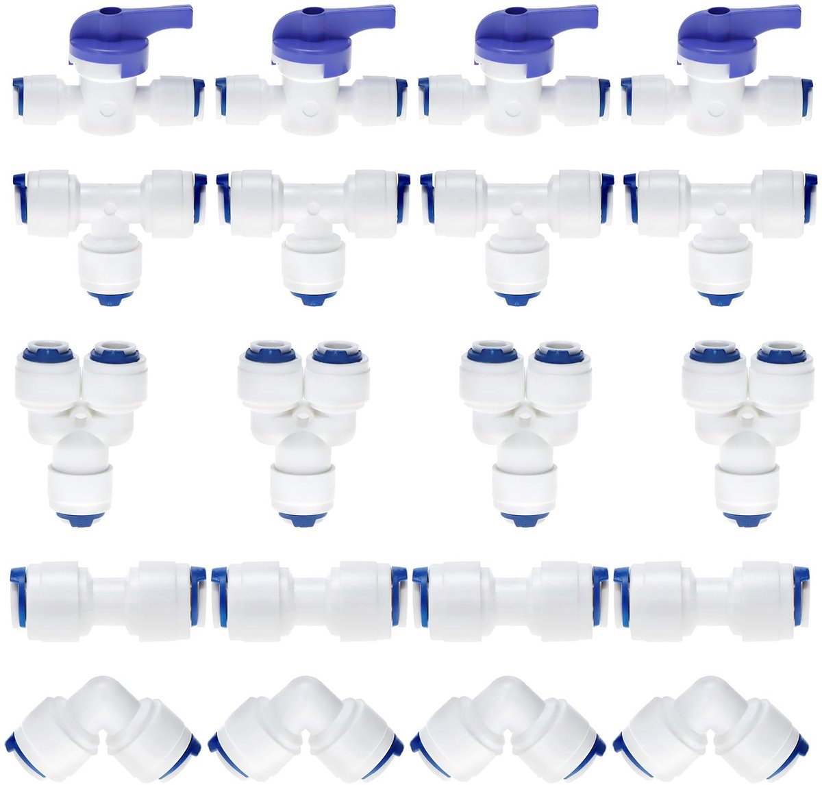Dailygoods- Waterfilter Fitting Set - 20 Stuks - 1/4" Aansluiting - T/Y/I/L Type - Duurzaam - Levenslang Lekvrij - Wateraansluitingen