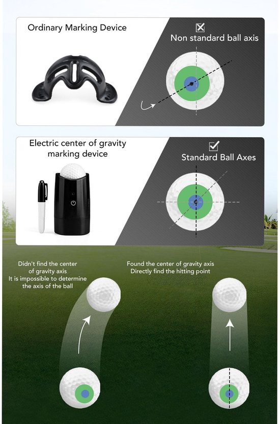 Elektronische Balbalancer voor Golfballen - Rotatie van Hoge Snelheid - Balaligner - Compact Ontwerp - Geschikt voor Golfers - Zwart van Merkloos — afbeelding 3