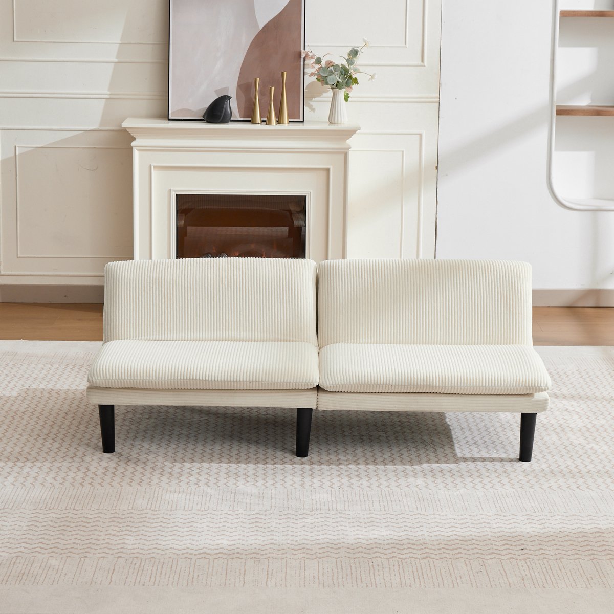 HAUSS SPOLE Slaapbank - 2-Zits Sofa Met 3 Verstelstanden - Voor Woonkamer En Logeerkamer - Fluweel Beige
