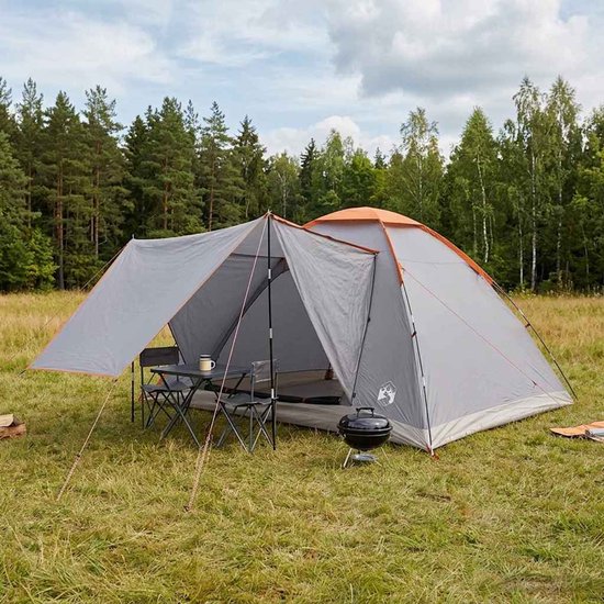 vidaXL - Kamperen - tent - Grijs - en - Oranje - 6-persoons - Polyester - en - Staal van Vidaxl — afbeelding 4