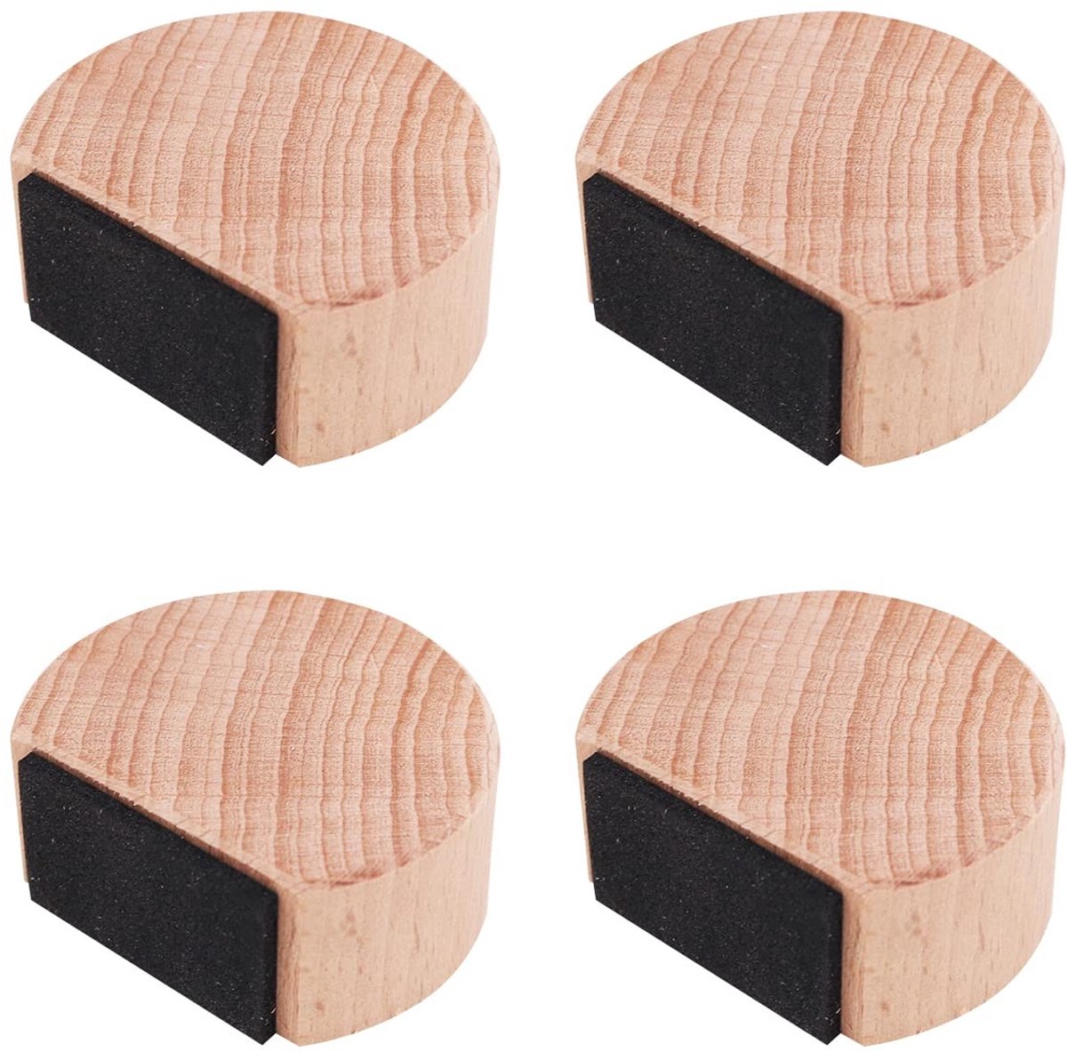 Dailygoods- Deurstop Houten - Deurstoppers voor Binnen - Zelfklevend - Anticollision - Geluidsreductie - 4 Stuks - 4,5 x 4,2 x 1,6 cm - Deurbuffer