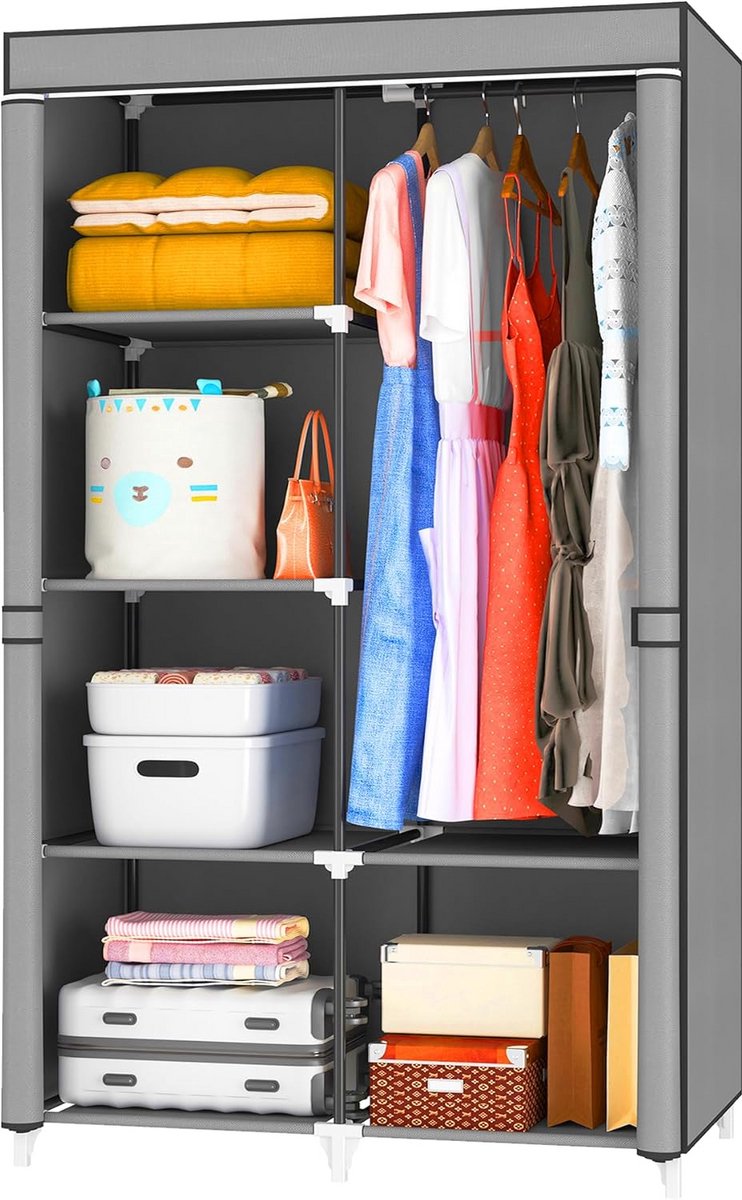 Draagbare Kledingkast - Opvouwbare Garderobe - Kleding Opbergen - Stalen Frame - 81 x 48 x