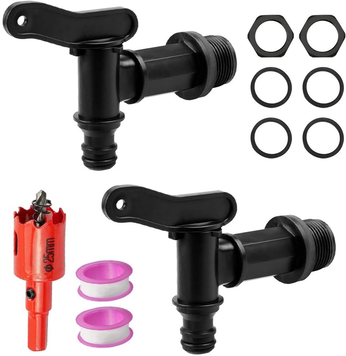 Dailygoods- Afvoerkraan Sterke afdichting - Waterkraan - Tuin - Plastic - Set van 2 - Eenvoudige installatie