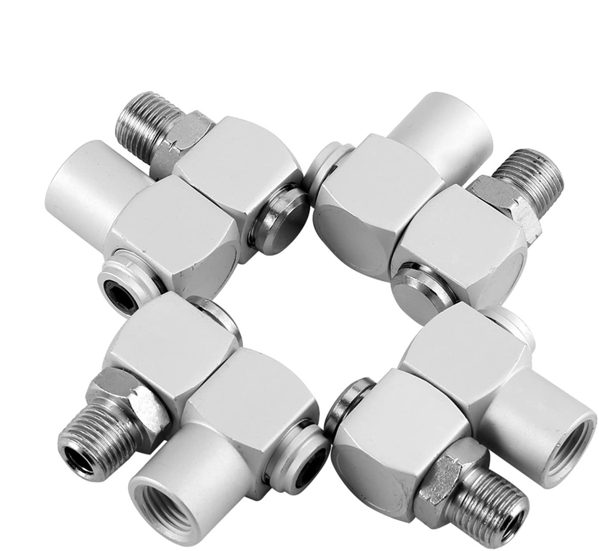 Dailygoods- Luchtslang Connector 360 Graden Draaibaar - 4 Stuks - Luchtkoppeling - Aluminium - Slijtvast - Roestbestendig - Luchtadapter