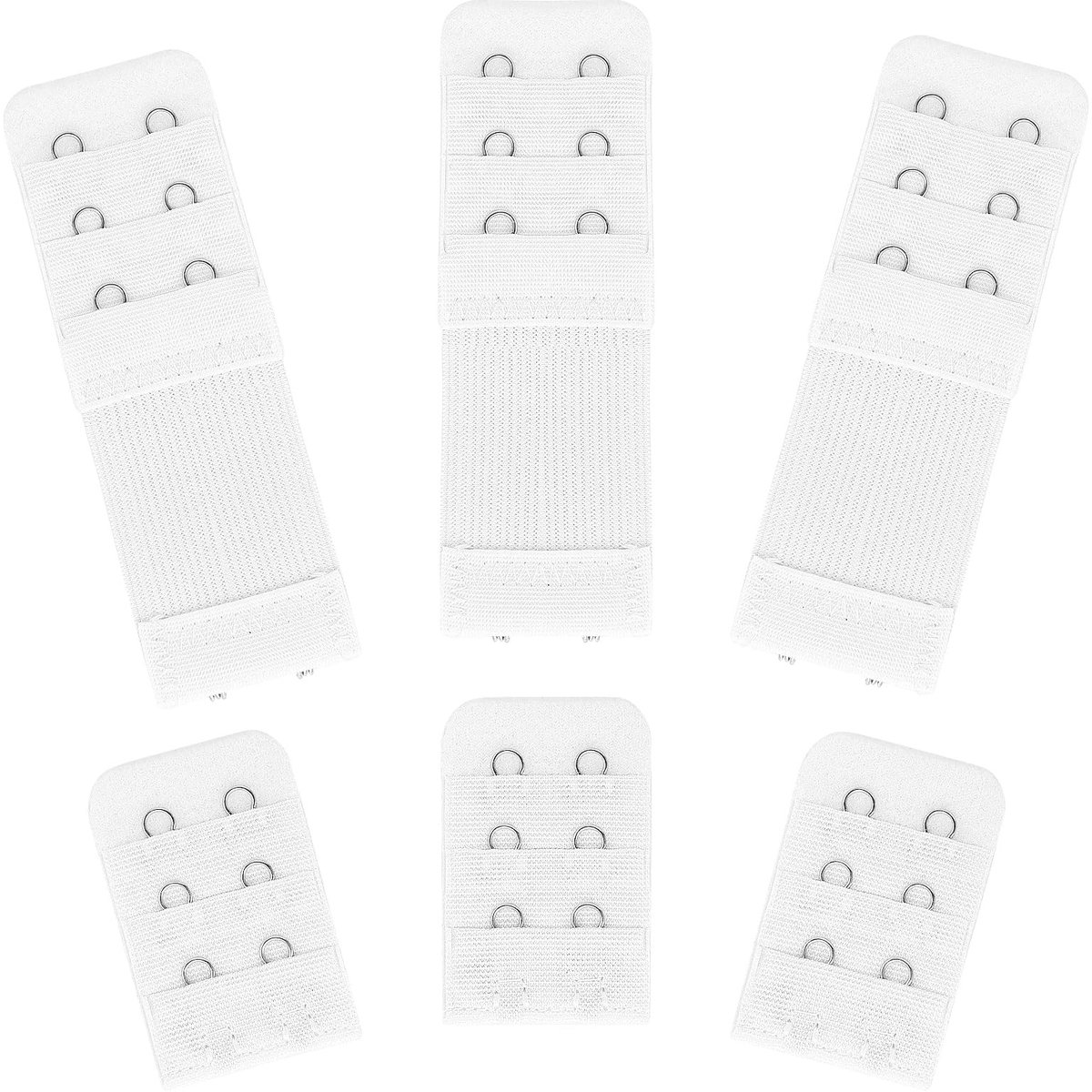 Dailygoods- Beha-bandverlenger 6 Stuks - Elastische Beha-Extenders - 2/3/4 Haken - Zachte/Comfortabele Bandverlenger - Polyester Materiaal - Afmetingen 15x14x1.5cm - Bh Extender