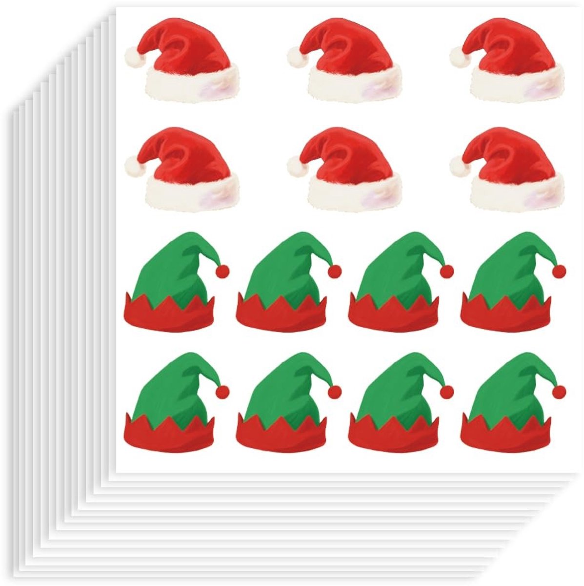 Dailygoods- Kerstmutsen 280 Stuks - Viltstickers - Zelfklevende Kerstmanhoed - Envelopsluitingen - Feestuitnodigingen - Papier 90 x 90 mm - Kerststickers