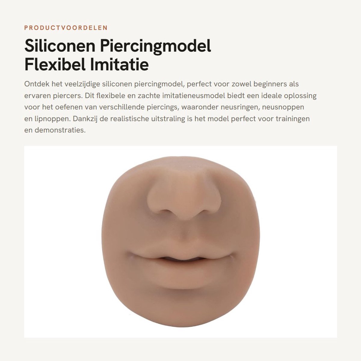 Dailygoods- Piercingmodel Siliconen - Flexibel Imitatie Neusmodel - Herbruikbaar Mondmodel - Oefenen Piercings - 7 x 7,5 x 4,2 cm - Gesimuleerde Huid - Neusdisplay