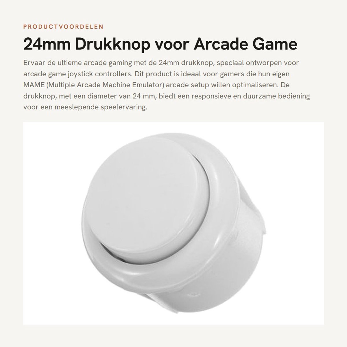 Dailygoods - 24mm Drukknop voor Arcade Game Joystick - Perfect voor - Wit - Knopbediening - Geschikt voor Windows - 1 Speler