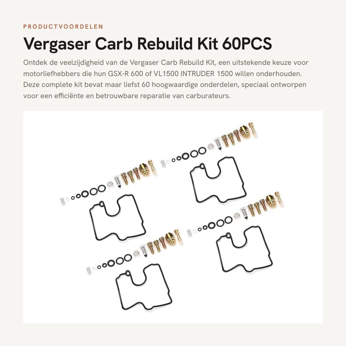 Dailygoods- Vergaser Reparatieset 60PCS - Vervangset voor GSX-R 600/VL1500 INTRUDER 1500 - Hoogwaardige onderdelen - Eenvoudige installatie - Duurzaam materiaal