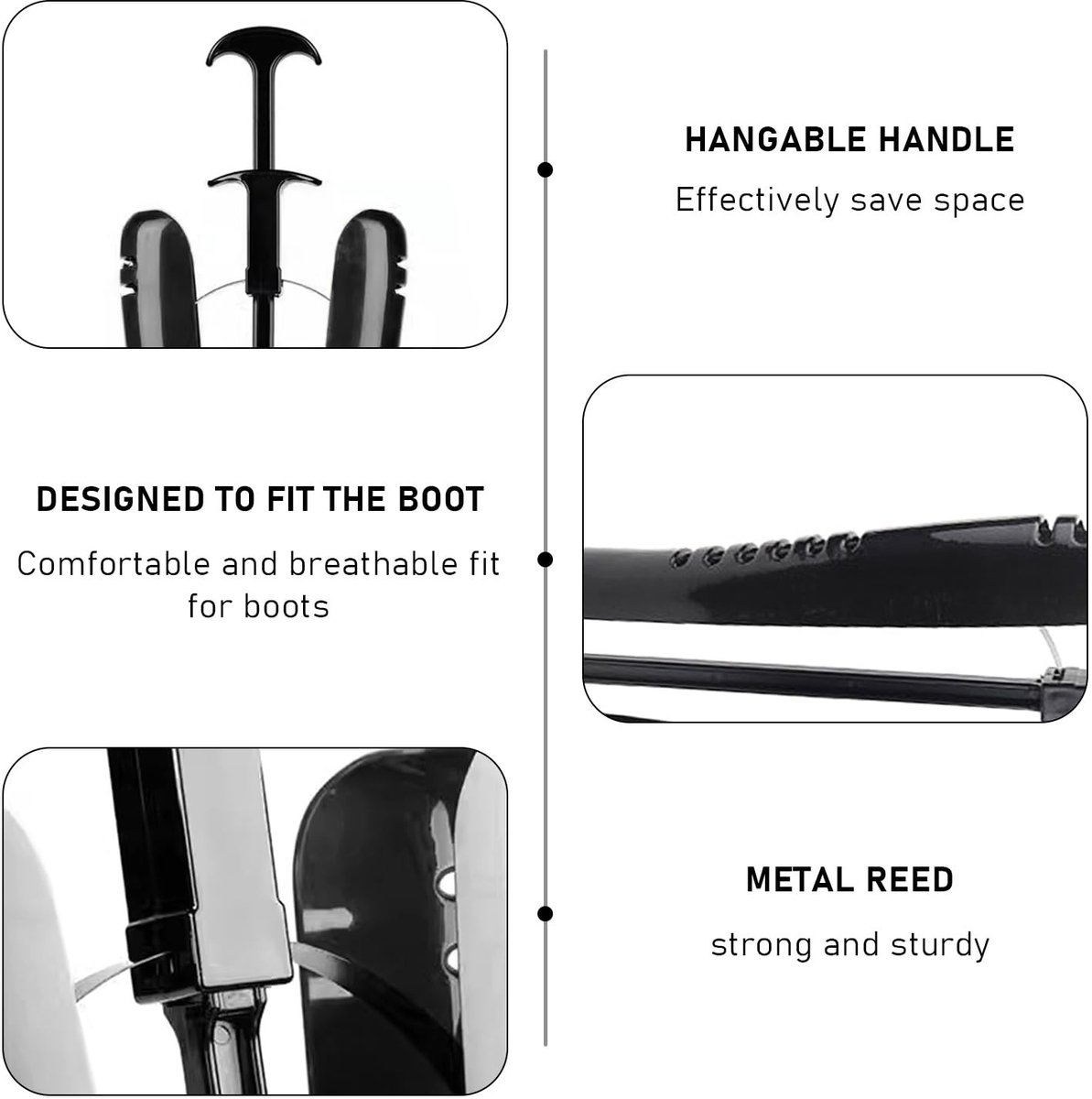 Dailygoods- Laarzenspanners 29 cm - Verstelbare Schoenspanners - Ademend - Vochtbestendig - Zwart - Duurzaam PU Materiaal