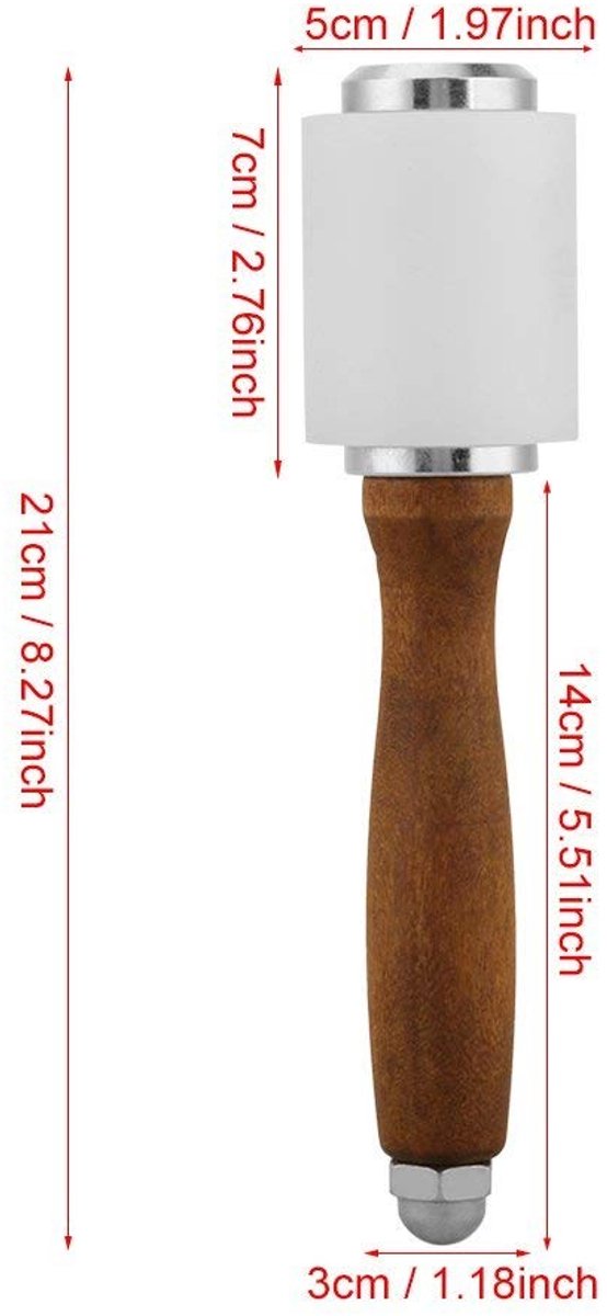 Dailygoods- Houten Hamerhandvat - Robuust/Natuurlijk Hout - Nylon/Staal - Lichtgewicht - Comfortabel - Voor Leerbewerking - Lederen Hamer