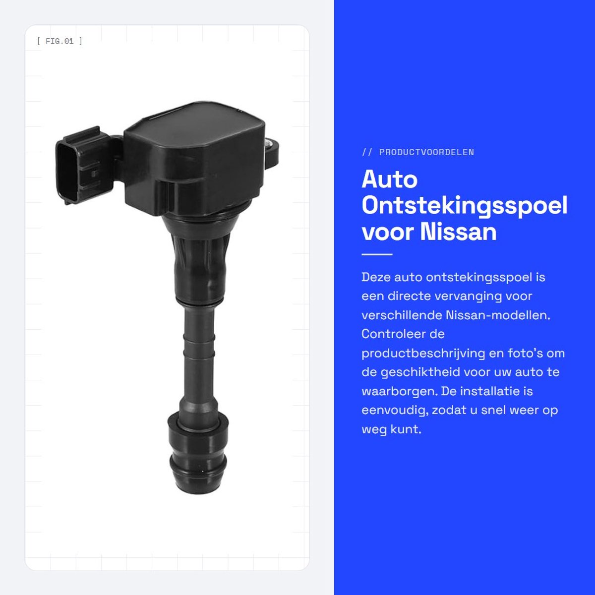 Dailygoods- Ontstekingsspoel - Directe vervanging - 3 Pinnen - 15x6.6x3.7cm - Zwart - ABS Metaal - OE-nummer 22448-8J115/22448-8J111/22448-8J11C - Bobine