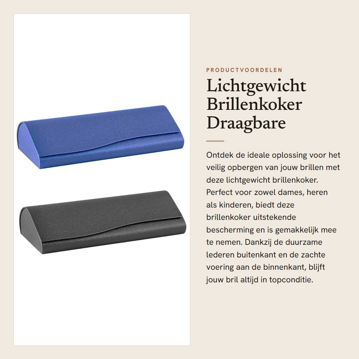 Dailygoods- Brillenkoker Lichtgewicht - Draagbare Brillenkoker - Brillenkoker Hard Case - Zachte Voering - Magnetische Sluiting - Duurzaam Leer - Brillenetui