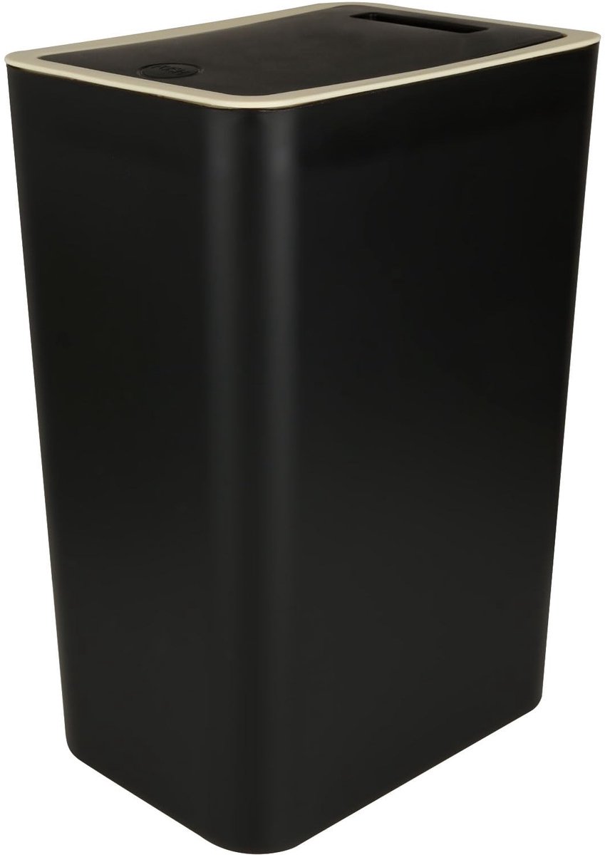 Dailygoods- Prullenbak 12 Liter Geurdicht - Vuilnisemmer met Deksel - Kunststof - Zwart - Pop-up Deksel - Afvalemmer voor Keuken/Bureau