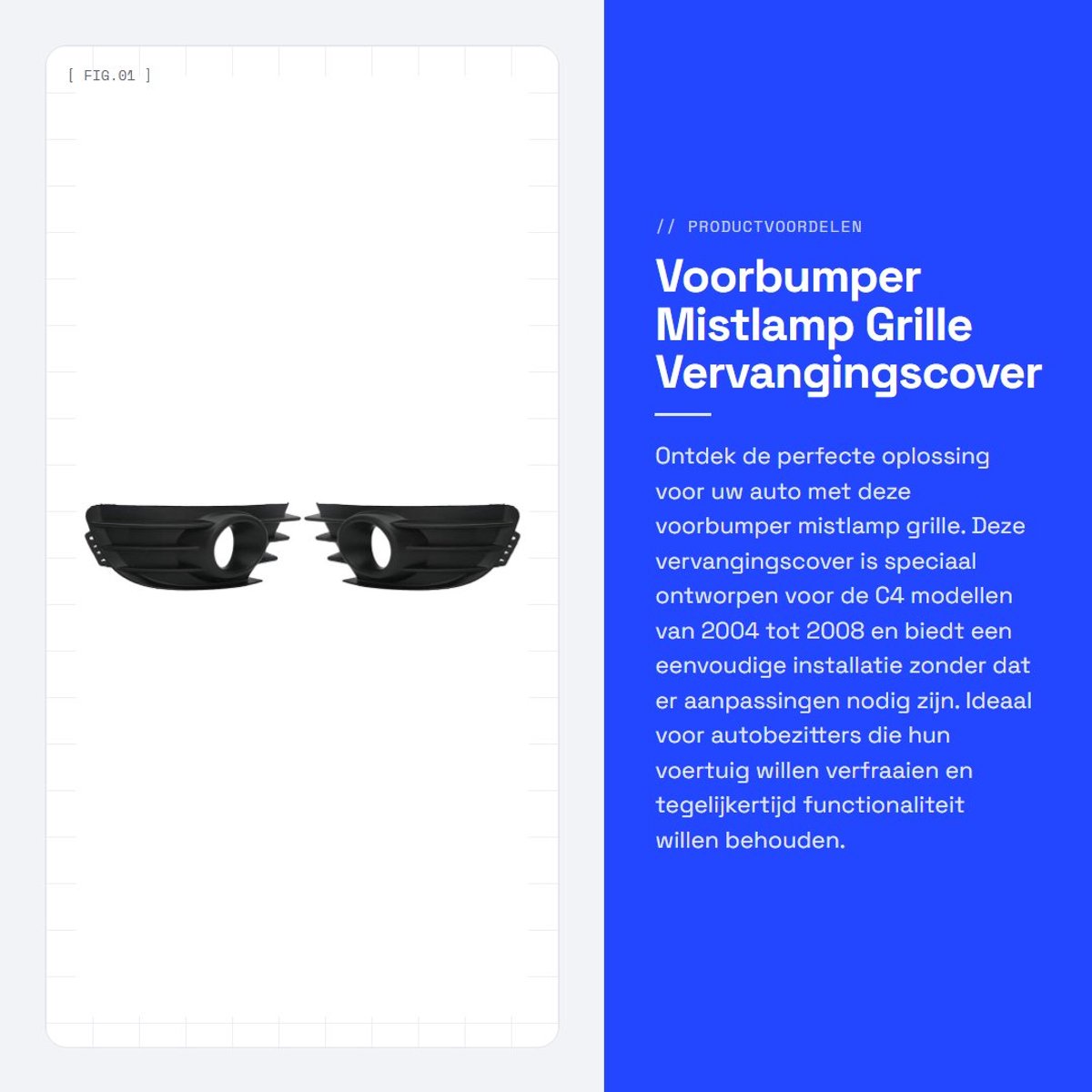 Dailygoods- Mistlampen Voorbumper - Zwarte Mistlamp Cover - Vervanging voor C4 2004-2008 - Eenvoudige Installatie - Lange Levensduur - Directe Vervanging - Mistlampcover
