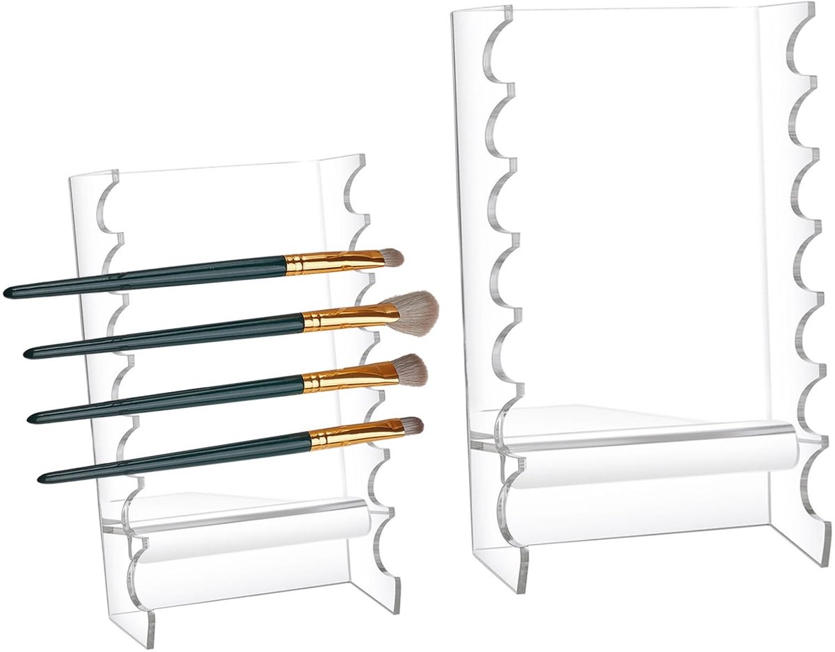 Dailygoods- Penseelhouder Transparant Acryl - Make-up Organizer - Draaibaar - Desktop Houder - Opslag voor Borstels - 16 x 3,5 cm