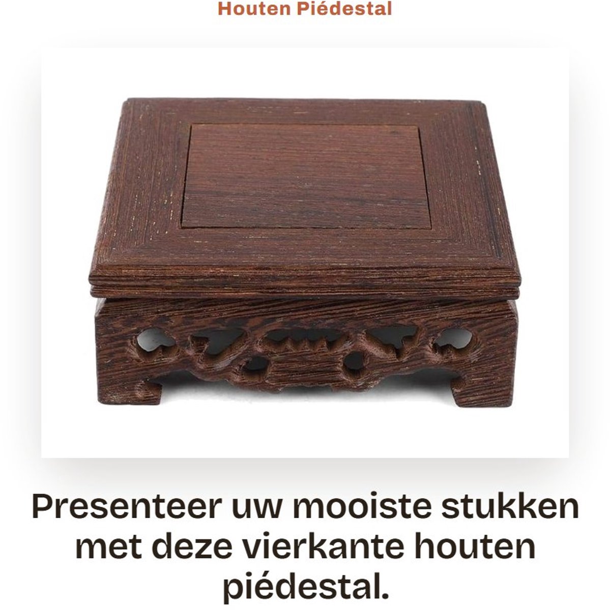 Piédestal Houten Decoratie - Sculptuur Houder - Vaas Presentatie - Theepot Steun - 10x10x3.7 cm - Hoogwaardige Kwaliteit - Decoratieplank