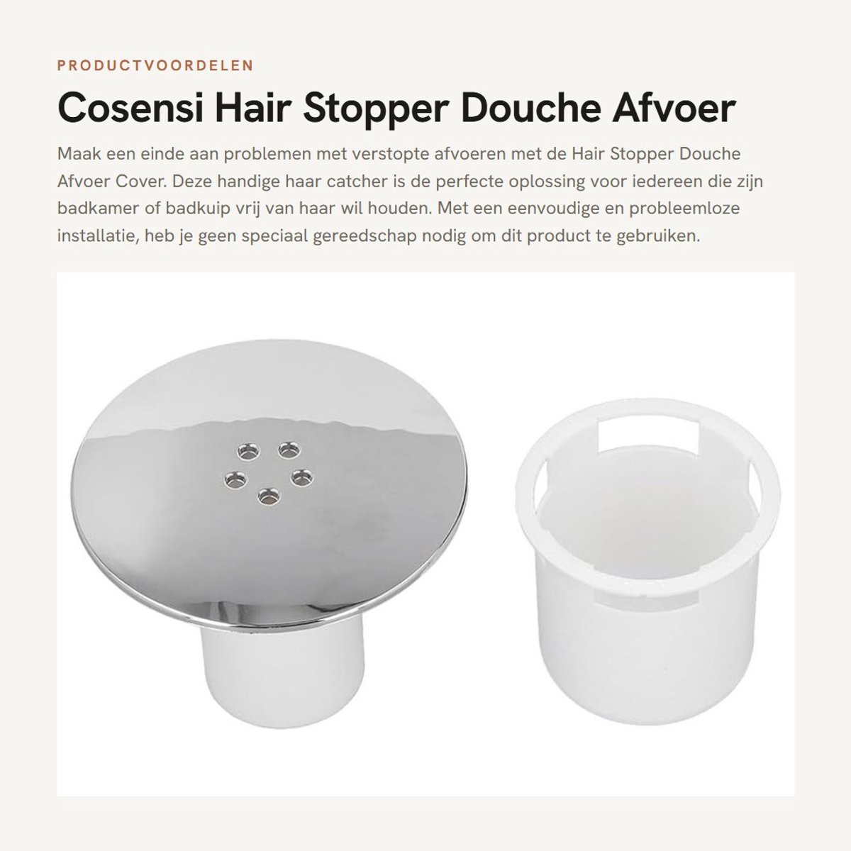 Dailygoods- Haarstopper Probleemloze Installatie - Doucheafvoer Cover - Haarvanger - Snel Drainerend - Compatibel met 90 mm Afvoergat - Upgrade Badkameruitstraling - Afvoerstopper