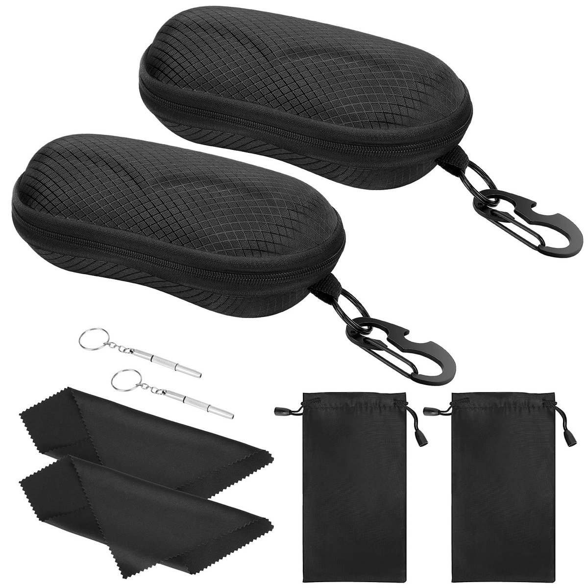 Dailygoods- Brillenetui - Semi-rigide Bescherming - 2 Stuks - EVA Zonnebrildoos - Metalen Haak - Inclusief Mini Schroevendraaier - Brilhoes