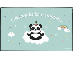 Bureauonderlegger Decoratief - Bureaubeschermer Kinderen - Bureau Beschermen - Eenhoorn Pandicorn Thema - 59.5 x 36.5 cm - Groen