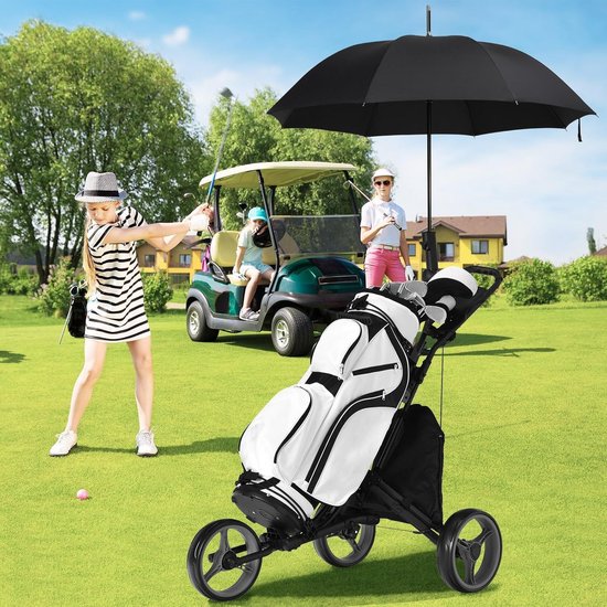 Opvouwbare Golftrolley - Golf Push Cart - Golfen Ondersteunen - Voetrem & Verstelbaar - 121 x 70 cm - Grijs — afbeelding 3