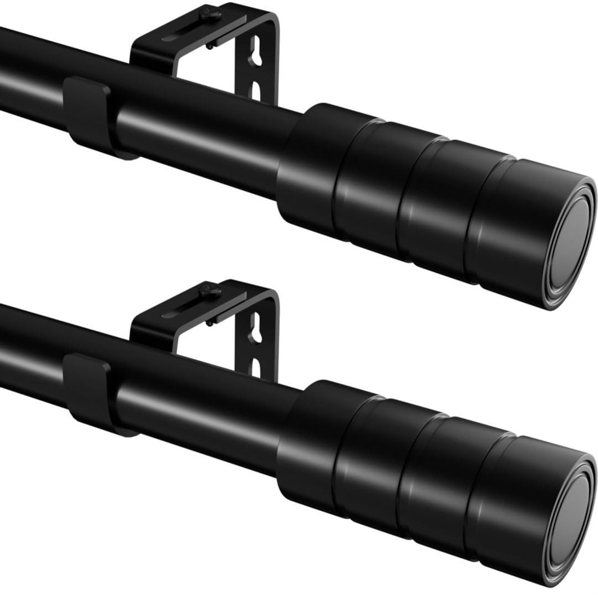 Dailygoods- Gordijnroede Uitschuifbaar - Gordijnroede Zwart - Gordijnrail - Stevige Beugel - Voor Zware Stoffen - Verstelbare Lengte 60-165cm - Gordijnstang