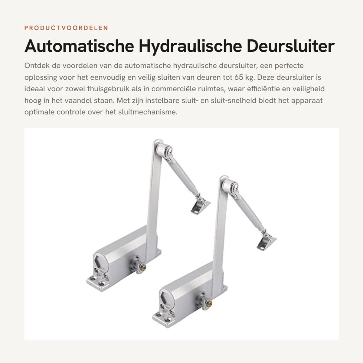 Dailygoods- Deursluiter Automatisch - Instelbaar - Voor Deurgewicht 25-35 kg/45-65 kg - Geschikt voor Deurbreedte 600-1200 mm - 1 Uur Brandproef - 0-9 cm Verstelbaar - Deursluitmechanisme