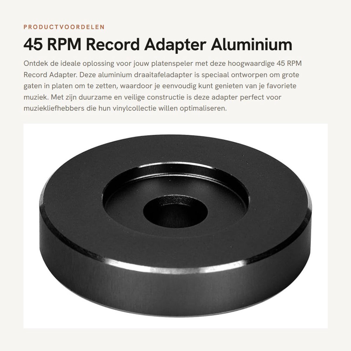 Dailygoods - 45 RPM Record Adapter - Aluminium Draaitafeladapter - Zwart - Platenspeler Accessoire - Voor Groot Gat Platen - Duurzaam en Stabiel