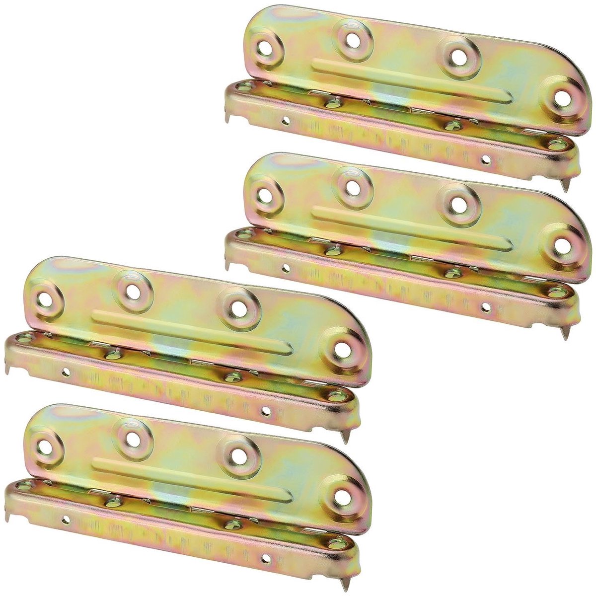 Dailygoods- Bedfittingen Set van 4 - Verstevigingsbeugels - Verbindingselementen - Haken - Hoog draagvermogen - Roestbestendig staal - Bedverbindingen