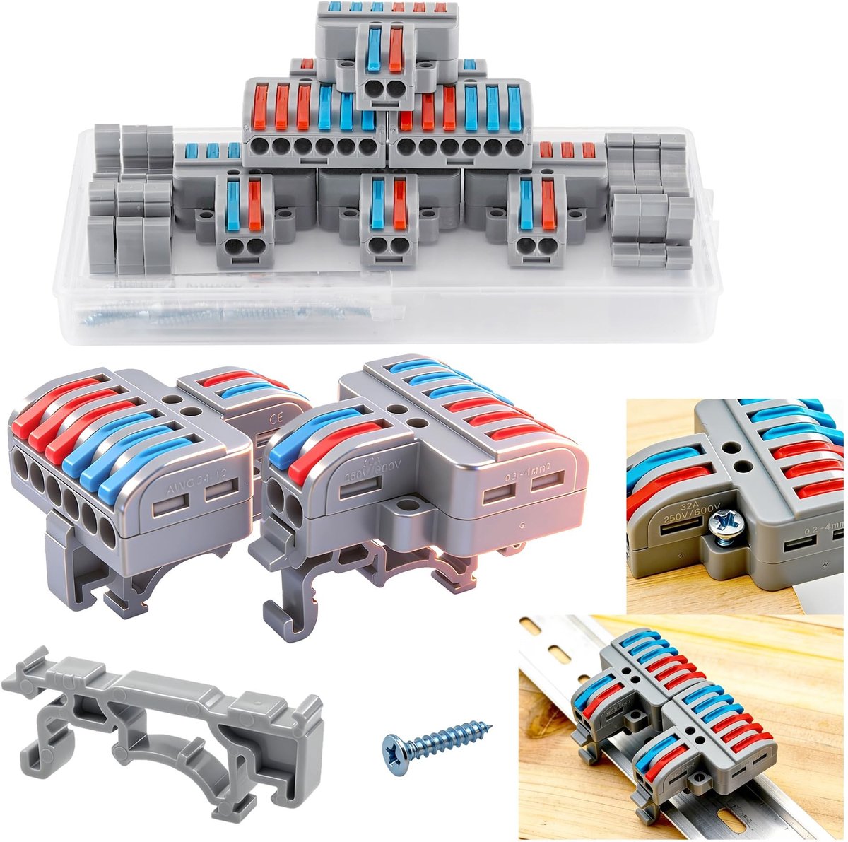 Dailygoods - Set van 6 Druk Snelkoppelbare Draadconnectoren 14AWG