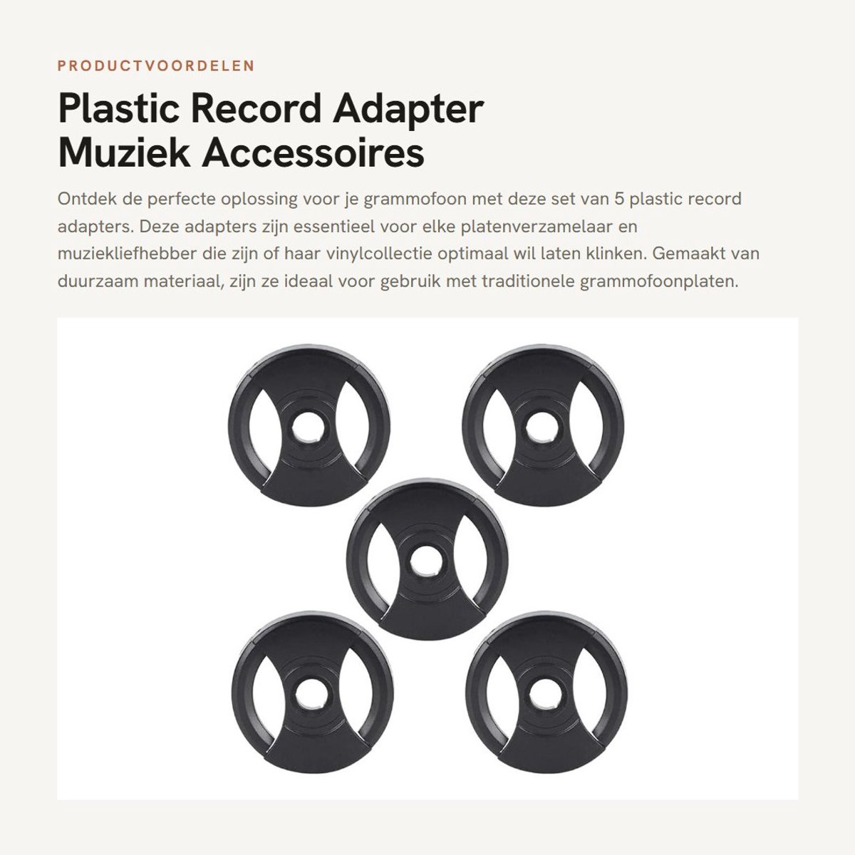 Dailygoods - Plastic Record Adapter - Muziek Accessoires - 5 Stuks - Traditionele Grammofoon - Ideaal voor Platenverzamelaars - Geschikt voor Vinyl