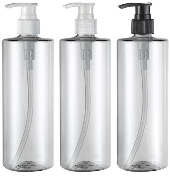 500ML 17oz Lege Navulbare Heldere Plastic Drukpomp Fles - Met Kleur Willekeurige Pomp Kop - Lotion Shampoo Douchegel Pot Houder Cosmetica Container Douche Badkamer Benodigdheden voor Thuisgebruik — afbeelding 5