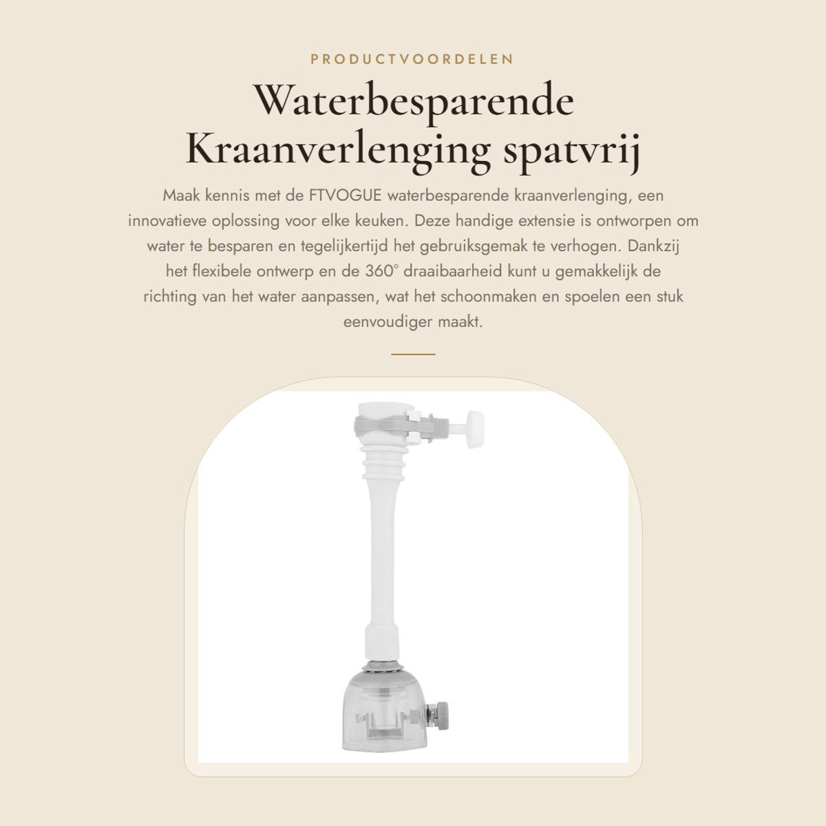 Dailygoods- Kraanverlengstuk 18cm - Flexibele Slang - 360° Rotatie - Waterbesparend - Spatvrij - Hoogwaardige ABS Materialen - Kraanaccessoire