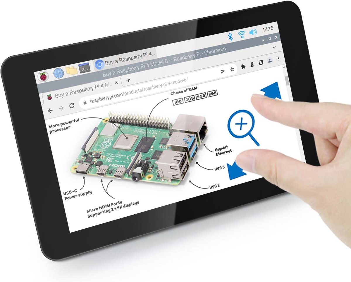 Touchscreen Monitor - IPS Scherm - Projecten Sturen - Driver-Vrij - 7 Inch - Zwart