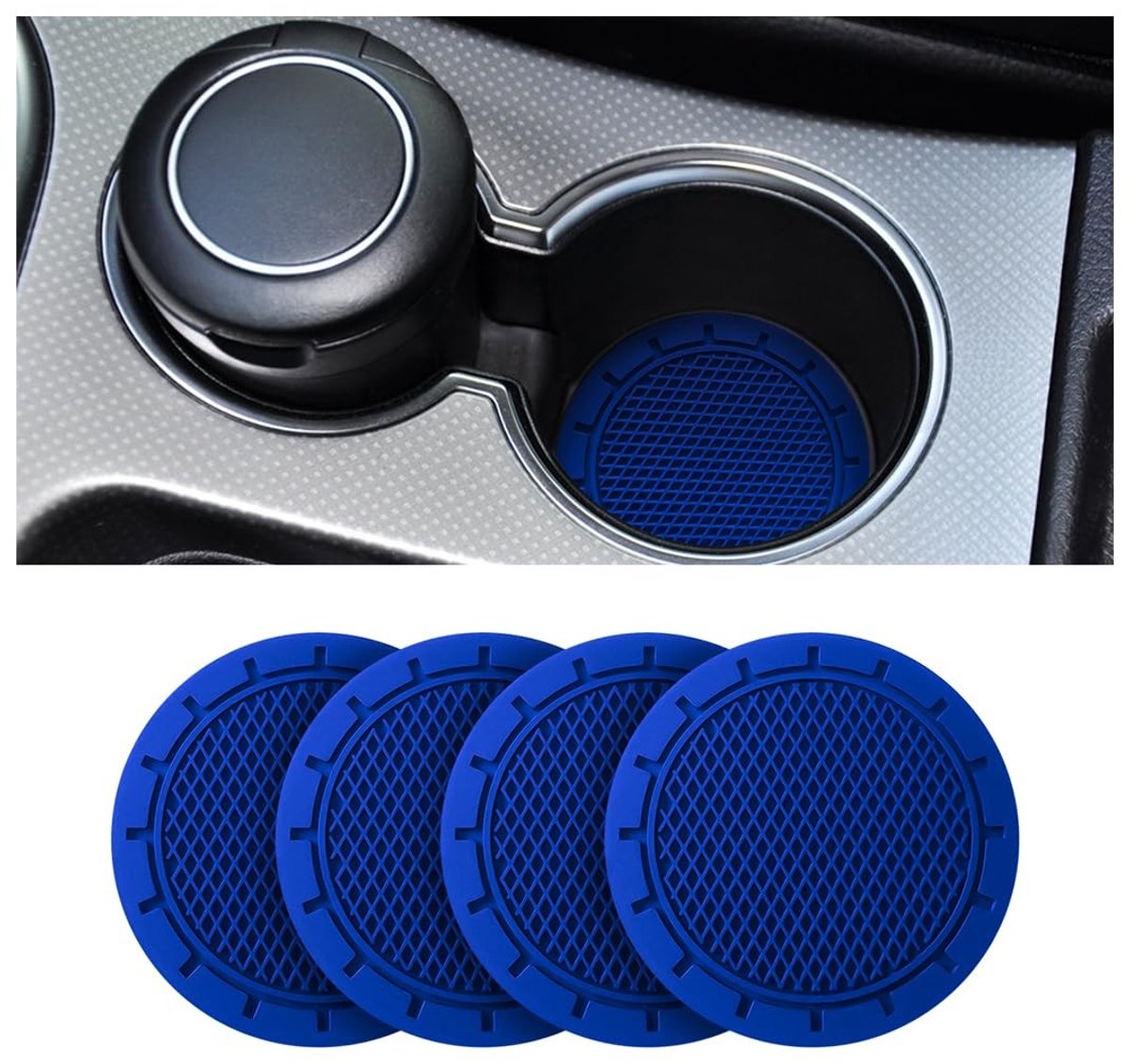 Dailygoods- Autobekerhouder 4 stuks - 7 cm diameter - Antislip - Duurzaam - Geschikt voor de meeste auto-interieurs - Hoogwaardig materiaal - Bekerhouder